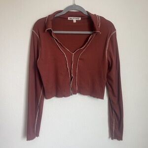 Rust Colored Exposed Seam Long Sleeve